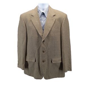 Trieste Blazer Mens 40R Tan Silk Wool 3 Button Jacket Dress Business Academia